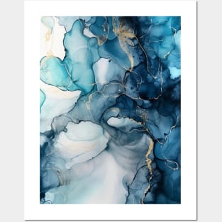 Cobalt Cascade - Abstract Alcohol Ink Art Posters and Art